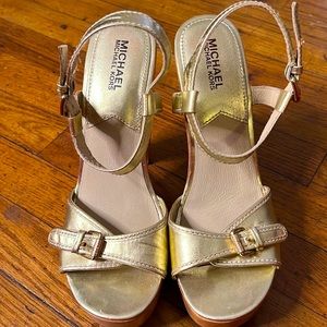 Michael Kors Leather Sandals w/ Stacked Wood Heels